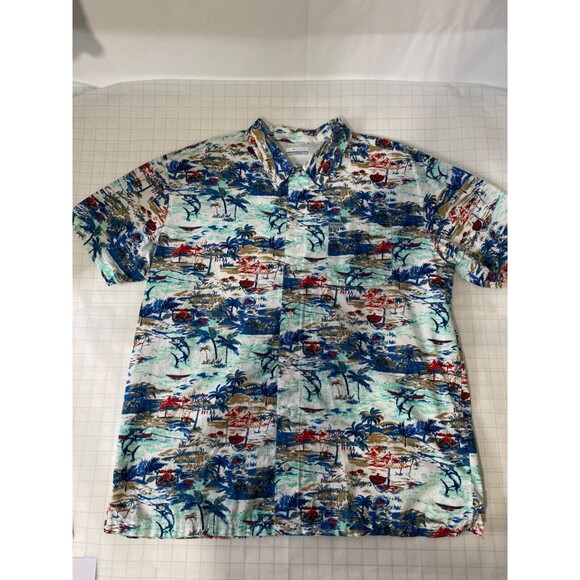 Columbia Men’s Hawaiian Shirt Multicolor Button-Down Short Sleeve Size XL - Picture 11 of 13